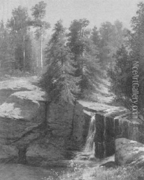 Factory Falls, Dingmant's Creek Pike Co, Pa Oil Painting - Hermann Gustave Simon