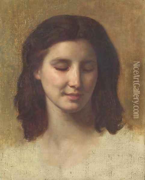 Etude de tete d'Augustine Oil Painting - William-Adolphe Bouguereau