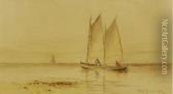 Small Two-masted Vessel Off The Coast Oil Painting - Charles Henry Gifford
