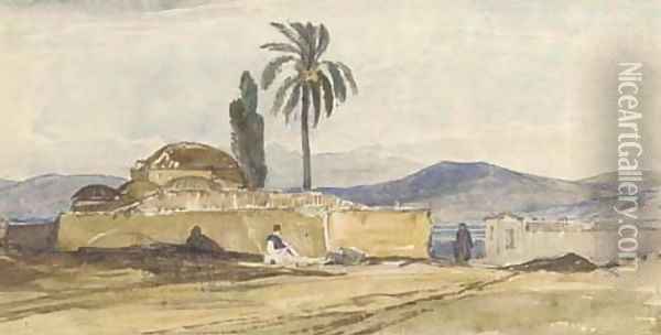 A figure before a mosque, Egypt Oil Painting - William James Muller