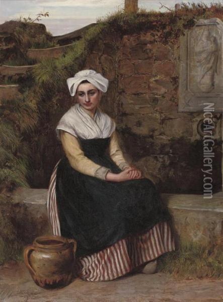 Resting Beside The Well Oil Painting - Charles Sillem Lidderdale