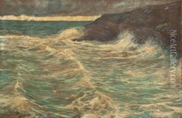 Crashing Waves Oil Painting - Alexander Altmann