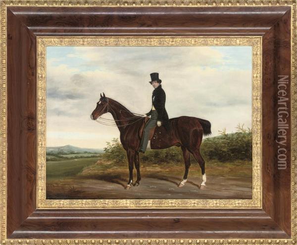 A Gentleman On A Bay Hunter Oil Painting - James Loder
