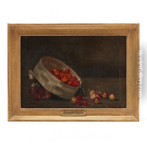 Sill Life With Cherries Oil Painting - August Laux