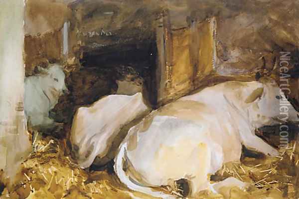 Three Oxen ca 1910 Oil Painting - John Singer Sargent