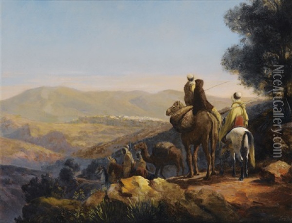La Caravane En Vue De Constantine Oil Painting - Curt Victor Clemens Grolig