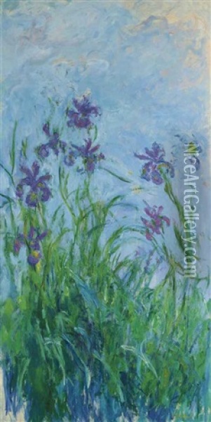 Iris Mauves Oil Painting - Claude Monet