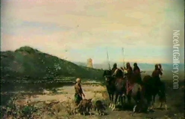Mounted Arab Warriors Oil Painting - Alberto Pasini