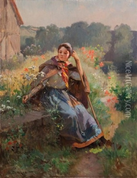 Repos De La Bergere Oil Painting - Emile Charles Dameron