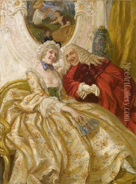 Die Brautwerbung Oil Painting - Vittorio Emanuele Bressanin