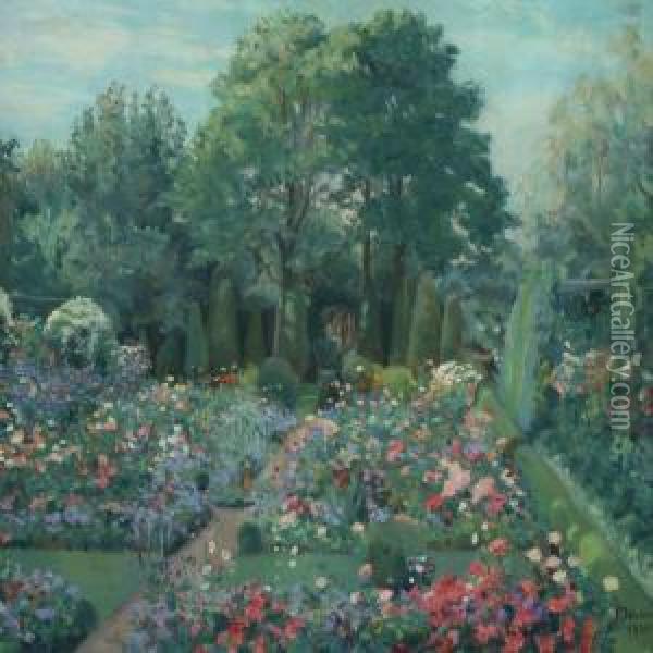 Park Scenery Oil Painting - F. Weber