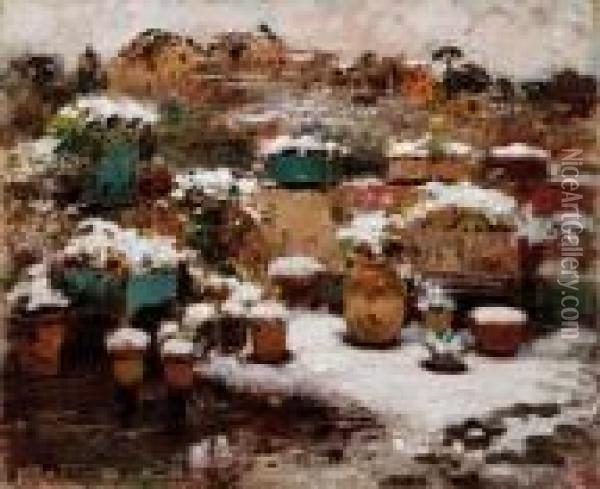 Neve A Napoli (probabilmente 1922) Oil Painting - Vincenzo Irolli