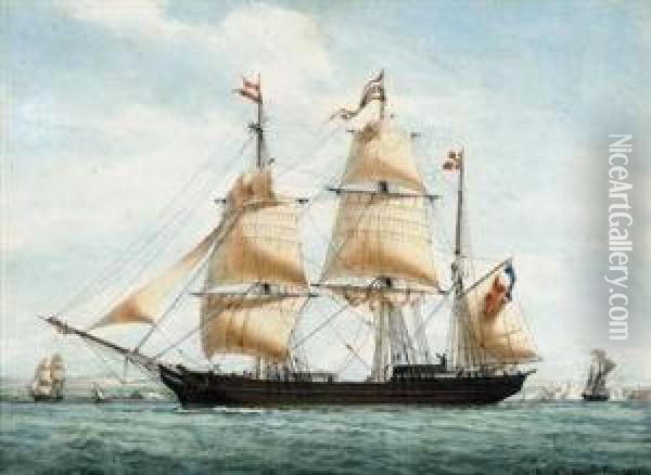 The French Barque Oil Painting - Francois Geoffroy Roux