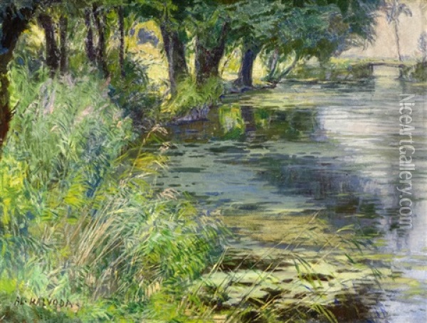 By The River Oil Painting - Alois Kalvoda