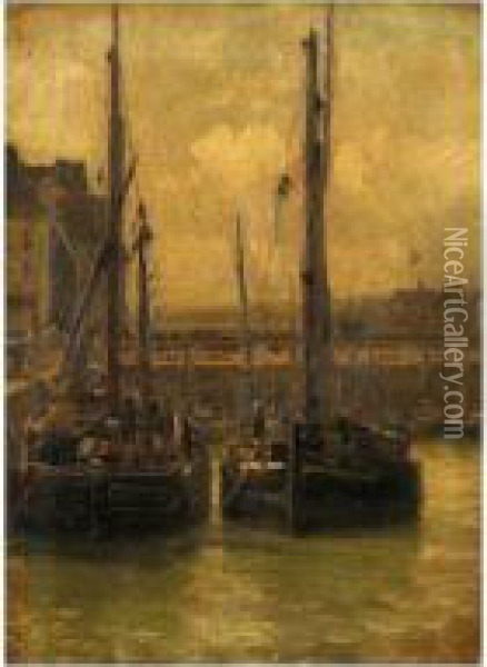 Harbour Scene Oil Painting - William Edward Norton