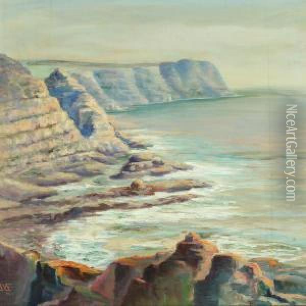 Rocky Hills, The Faroe Islands Oil Painting - Joen Waagstein