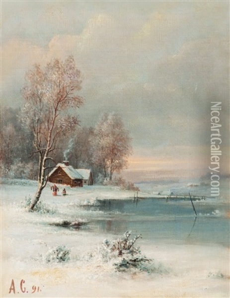 Coast During Winter Oil Painting - Aleksei Kondratevich Savrasov