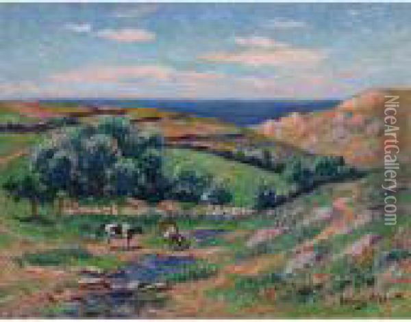 Une Vallee En Sedaine, Baie Du Douarnenez Oil Painting - Henri Moret