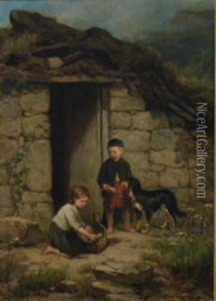 The Crofters Oil Painting - Hugh Carter