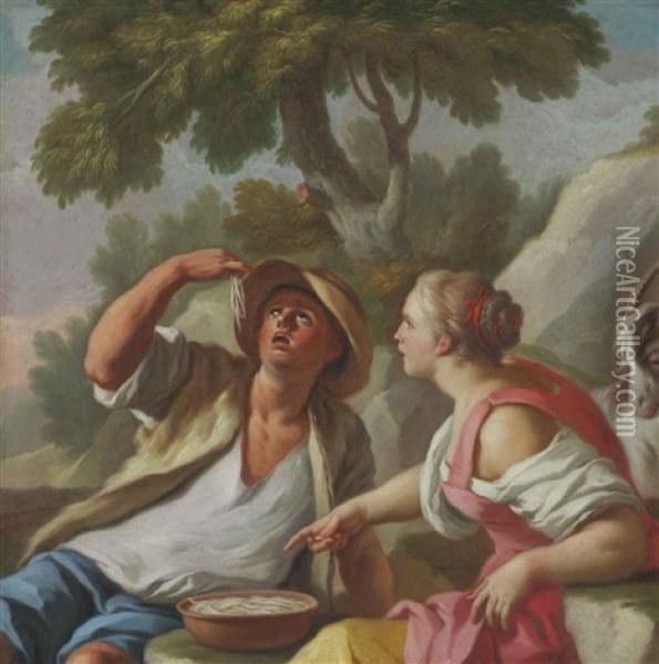 The Spaghetti-eaters Oil Painting - Pietro Bardellino