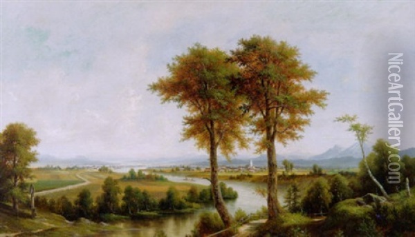 Landschaft An Der Drau Oil Painting - Josef Burgaritzky