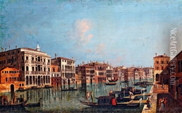 Velencei Latkep A Canale Grandeval A Peschierinel Oil Painting - Francesco Albotto