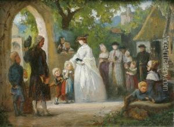 Kirchgang In Der Schwalm Oil Painting - Emil Gottlieb Schuback