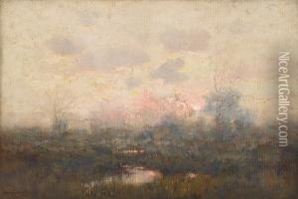 Marsh At Dusk Oil Painting - Charles Partridge Adams
