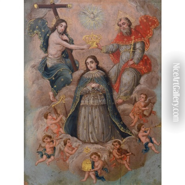 Coronation Of The Virgin Oil Painting - Mariano Asuncion