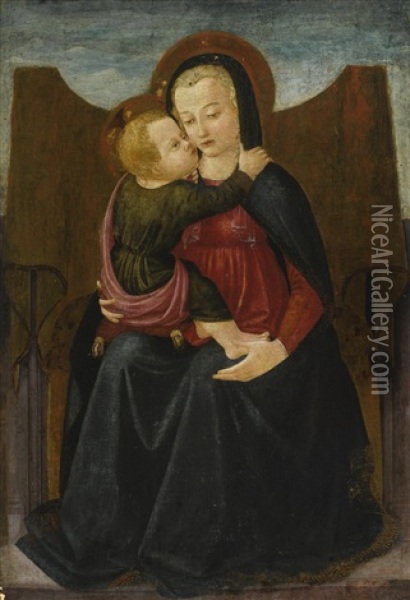 The Madonna And Child Enthroned Oil Painting -  The Master of the Castello Nativity