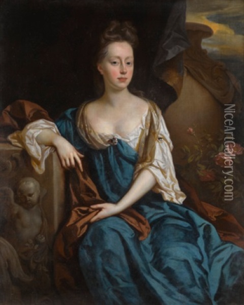 Lady Alice Brownlow Nee Sherard (1659-1721), Three-quarter-length Oil Painting - John Riley