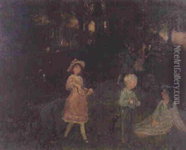 Loitering Children Oil Painting - Arthur B. Davies