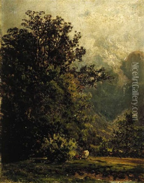 A Mountain Landscape Oil Painting - John Joseph Enneking
