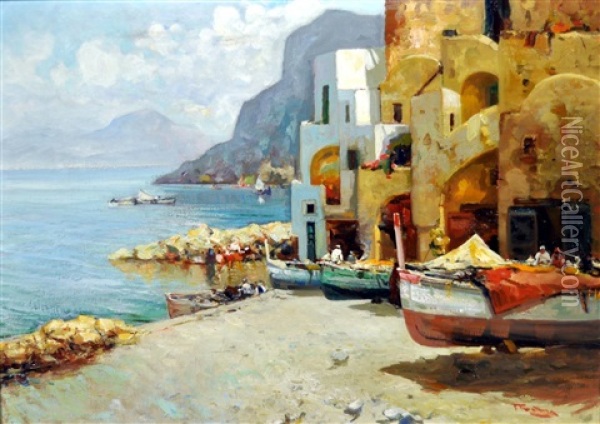 Barche In Secca Oil Painting - Attilio Pratella