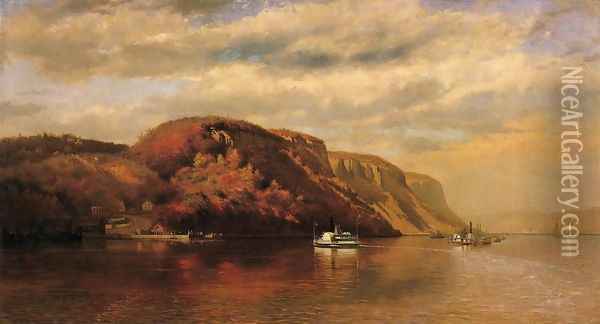 On the Hudson Oil Painting - John George Brown