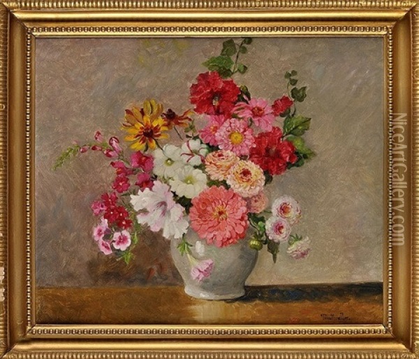 Flowers In A Vase Oil Painting - German von Bohn