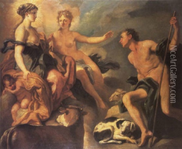 Venus And Paris Oil Painting - Paolo de Matteis