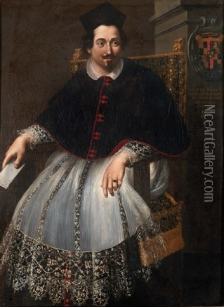 Portrait De L'eveque Amicus Panicus De Sarsina, Comte De Bobbio Oil Painting - Ottavio Maria Leoni