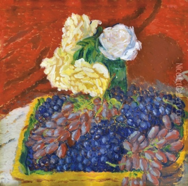 Grapes And Roses Oil Painting - Jozsef Rippl-Ronai