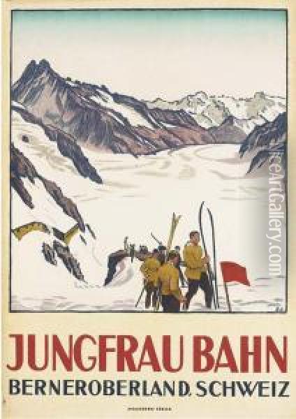 Jungfrau Bahn Oil Painting - Emil Cardinaux