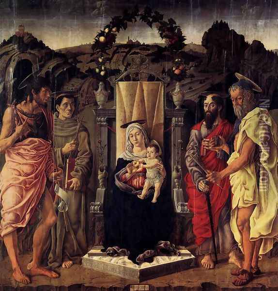 Madonna and Child Enthroned with Saints 1471 Oil Painting - Marco Zoppo