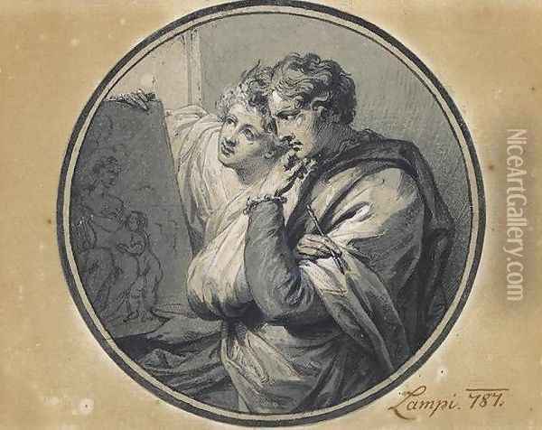 Painter Studying his Work Oil Painting - Johann Baptist the Elder Lampi