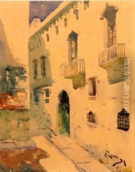 Calle De Pueblo Oil Painting - Andres Larraga Y Montaner