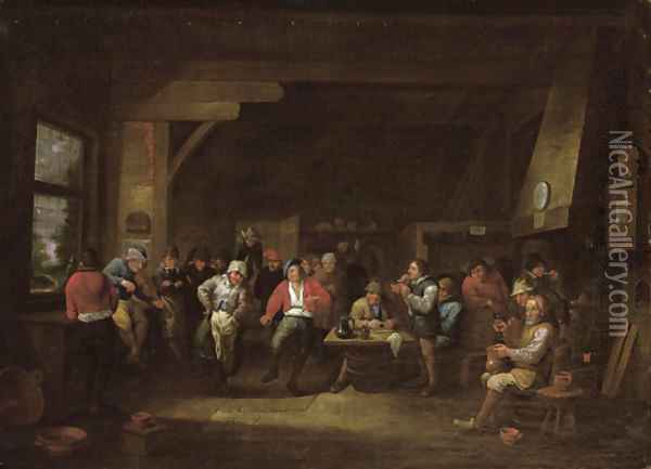A peasants' dance in an inn Oil Painting - Victor Mahu