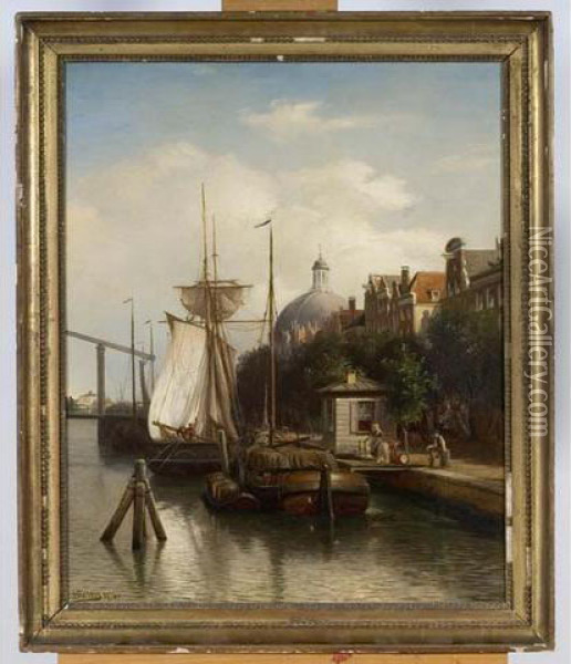 Barques Sur Le Canal Oil Painting - Heinrich Deiters