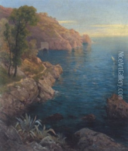 Meereskuste Bei Nervi Oil Painting - Otto-Friedrich Leu
