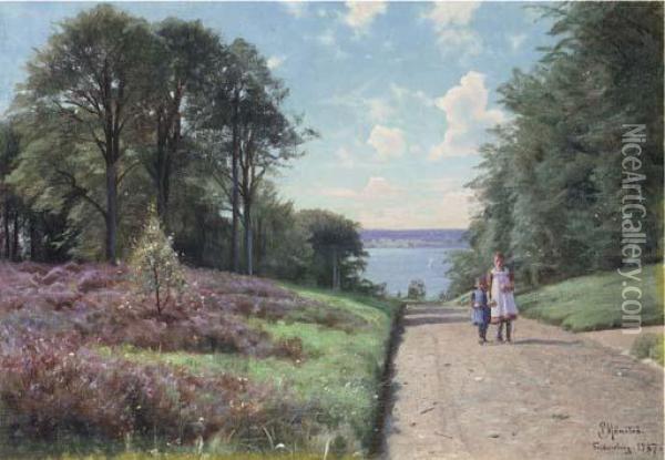An Afternoon Stroll, Fredensborg Oil Painting - Peder Mork Monsted