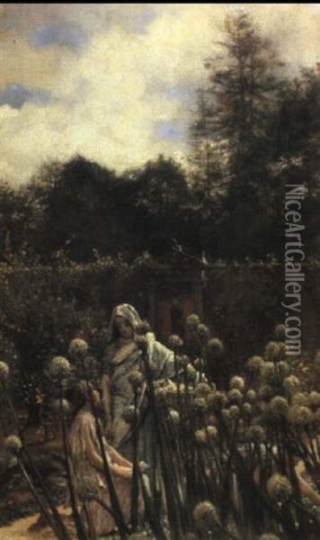 A Kitchen Garden Oil Painting - Sir Lawrence Alma-Tadema