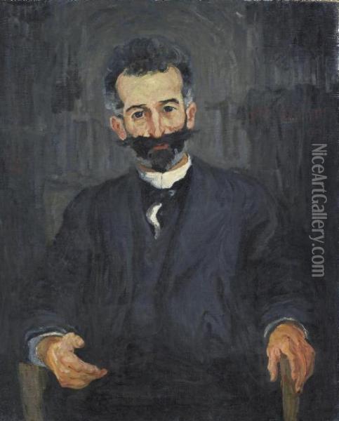 Portrait Dr.med. Agostino Santi Oil Painting - Giovanni Giacometti