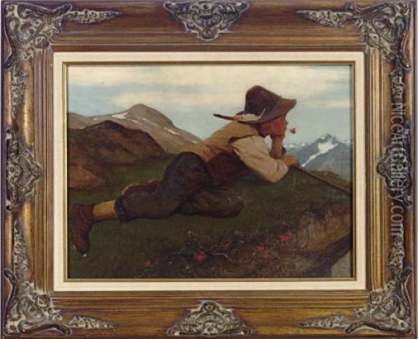 Boy In The Alps Oil Painting - Thomas Walch